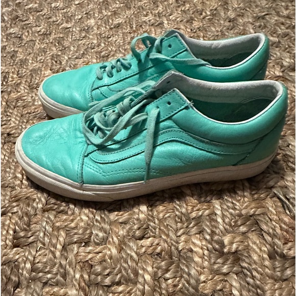 Turquoise leather Vans women’s size 10 - Picture 1 of 6